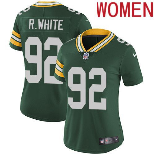 Women Green Bay Packers 92 Reggie White Green Nike Vapor Limited NFL Jersey